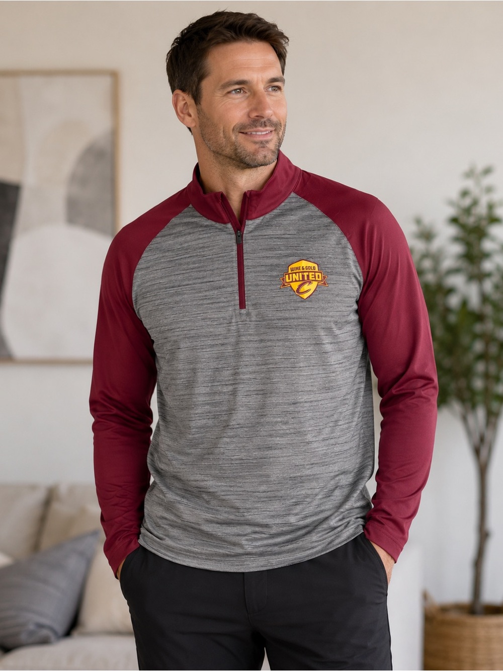 LevelWear Cleveland Cavaliers NBA Wine & Gold United Men's XL Long Sleeve Tee